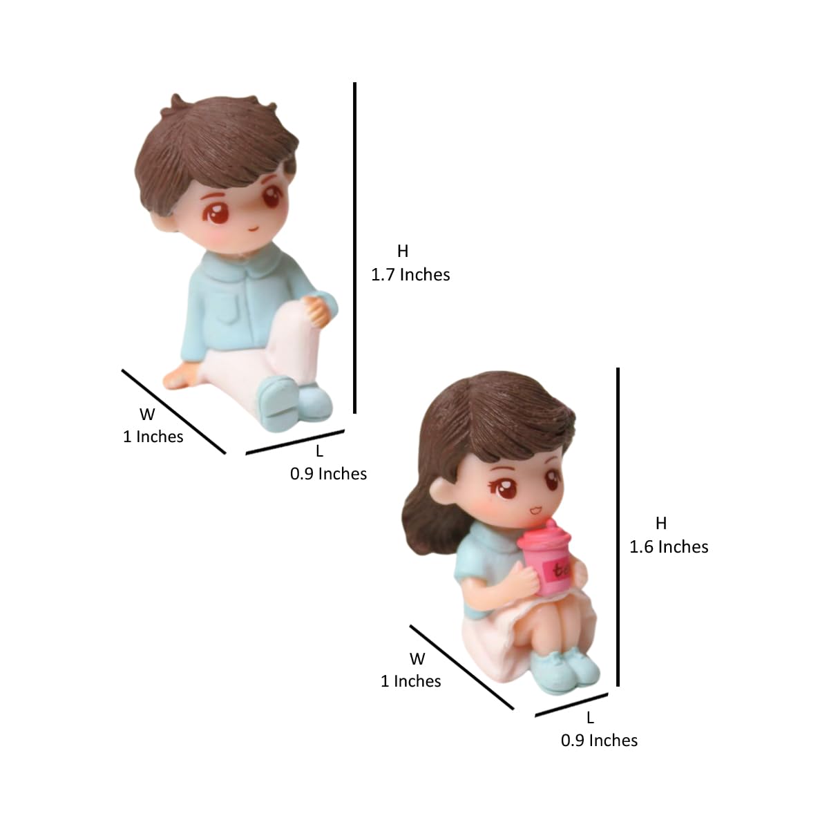 Wonderland Set of 2 Minature sitting figurine | miniature couple set