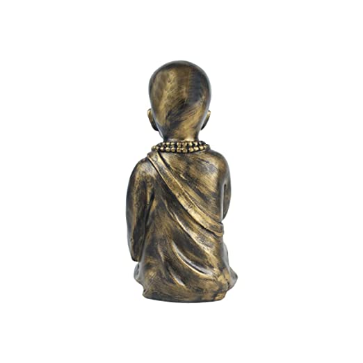 Mala monk garden statue in black