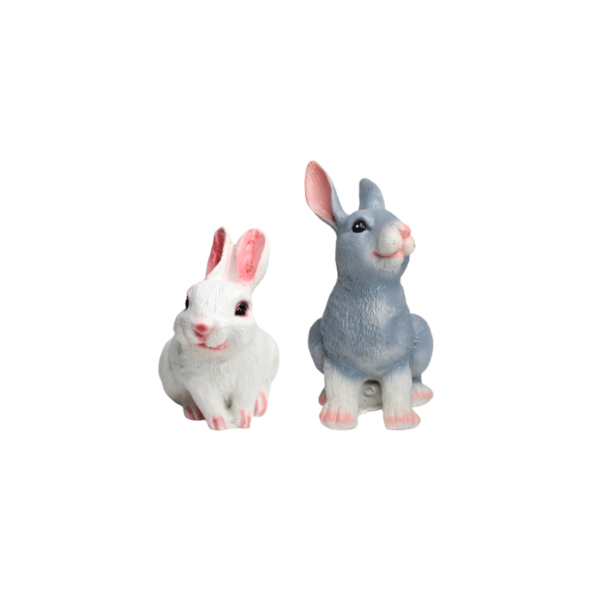 (Set of 2) Rabbit for Garden Decoration (Grey & White)