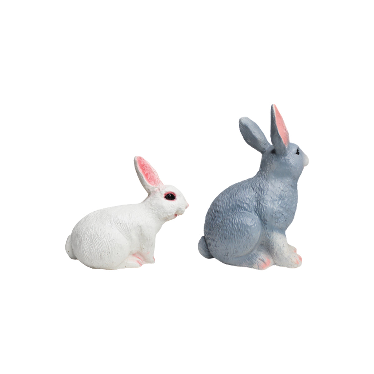 (Set of 2) Rabbit for Garden Decoration (Grey & White)