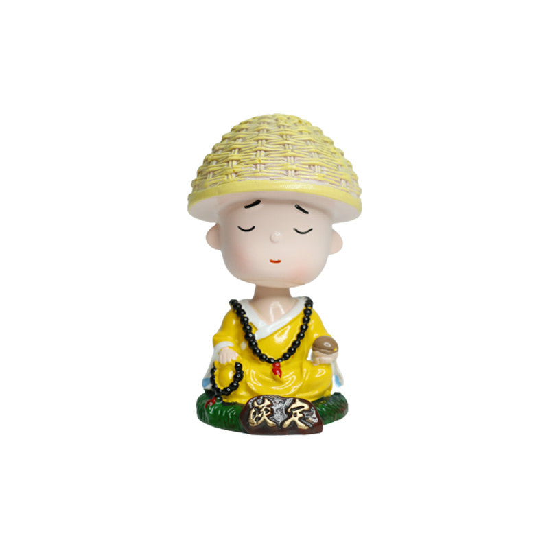 Wonderland Single piece Meditating monk with Beads shaking head| monk statue| home décor| gift articles | gift item