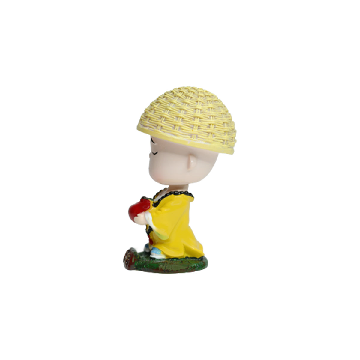 Wonderland Single piece Meditating monk with Apple shaking head| monk statue| home décor| gift articles | gift item