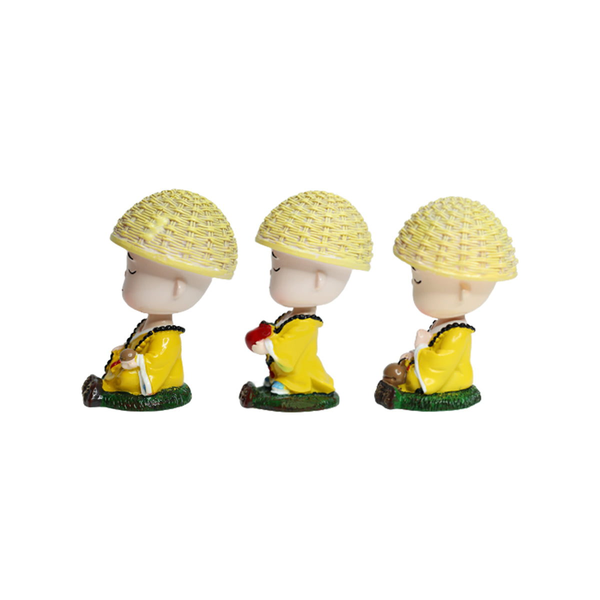 Wonderland (Set of 3) Meditating monk with  shaking head | monk statue| home décor| gift articles | gift item