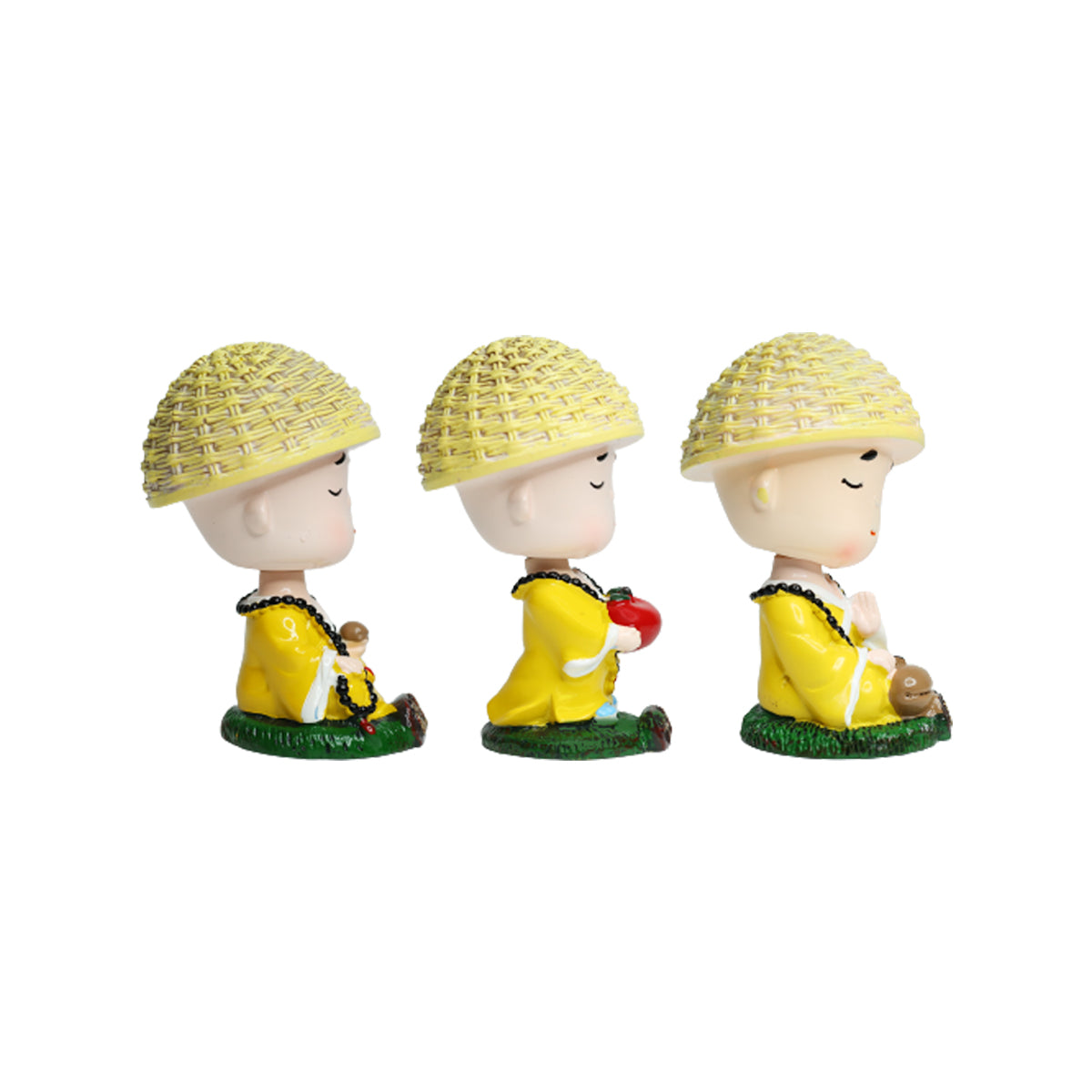 Wonderland (Set of 3) Meditating monk with  shaking head | monk statue| home décor| gift articles | gift item