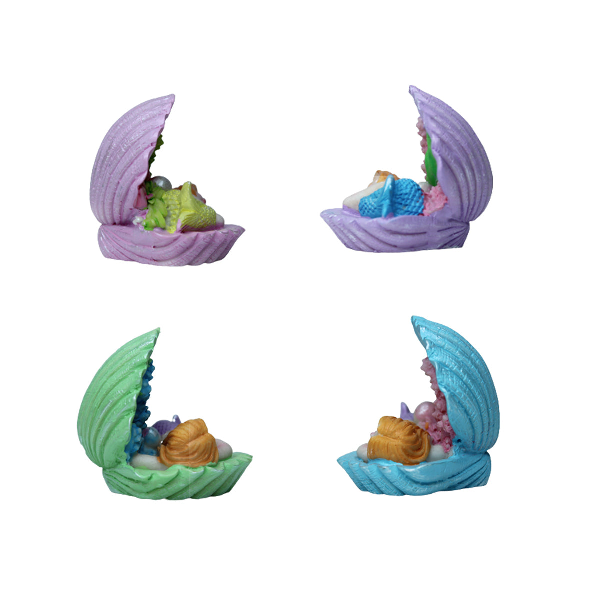 Miniature toys Set of 4 Mermaid inside sea shell (Miniature Fairy Garden Accessoriesfor DIY tray garden Plant Décor)