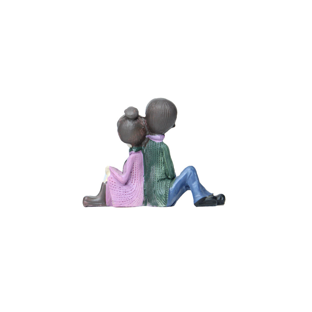 Miniature Toys : (Set of 2) Couple Sitting with Back for Fairy Garden Accessories