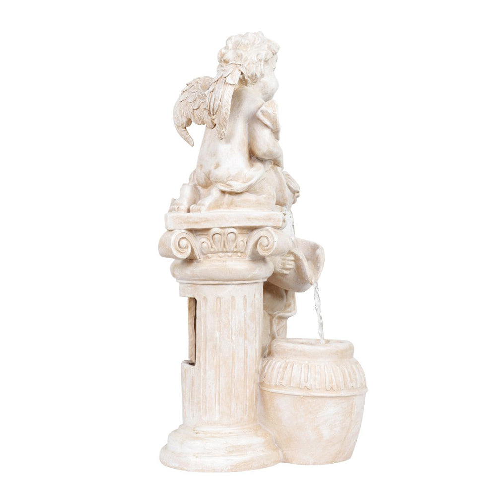 Wonderland Two Angels Water Fountain | Water Fall | Table Top Fountain Height 17 Inches | Material Polyresin | Good Luck Fountain | Runs on Motor needing Electricity | Water circulates