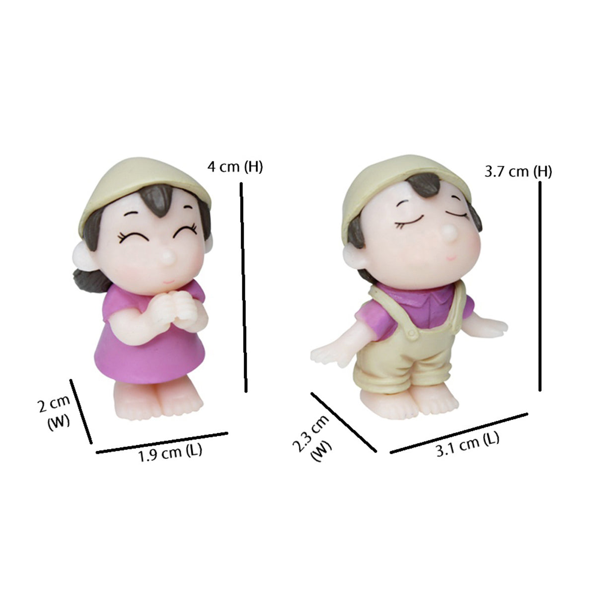 Miniature Toys - Set of 4 Small Boy Girl Couple ( Fairy garden accessories)