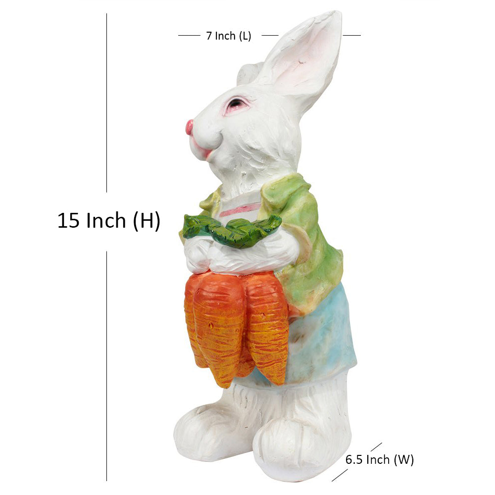 Rabbit with Carrots Statue for Garden Decoration