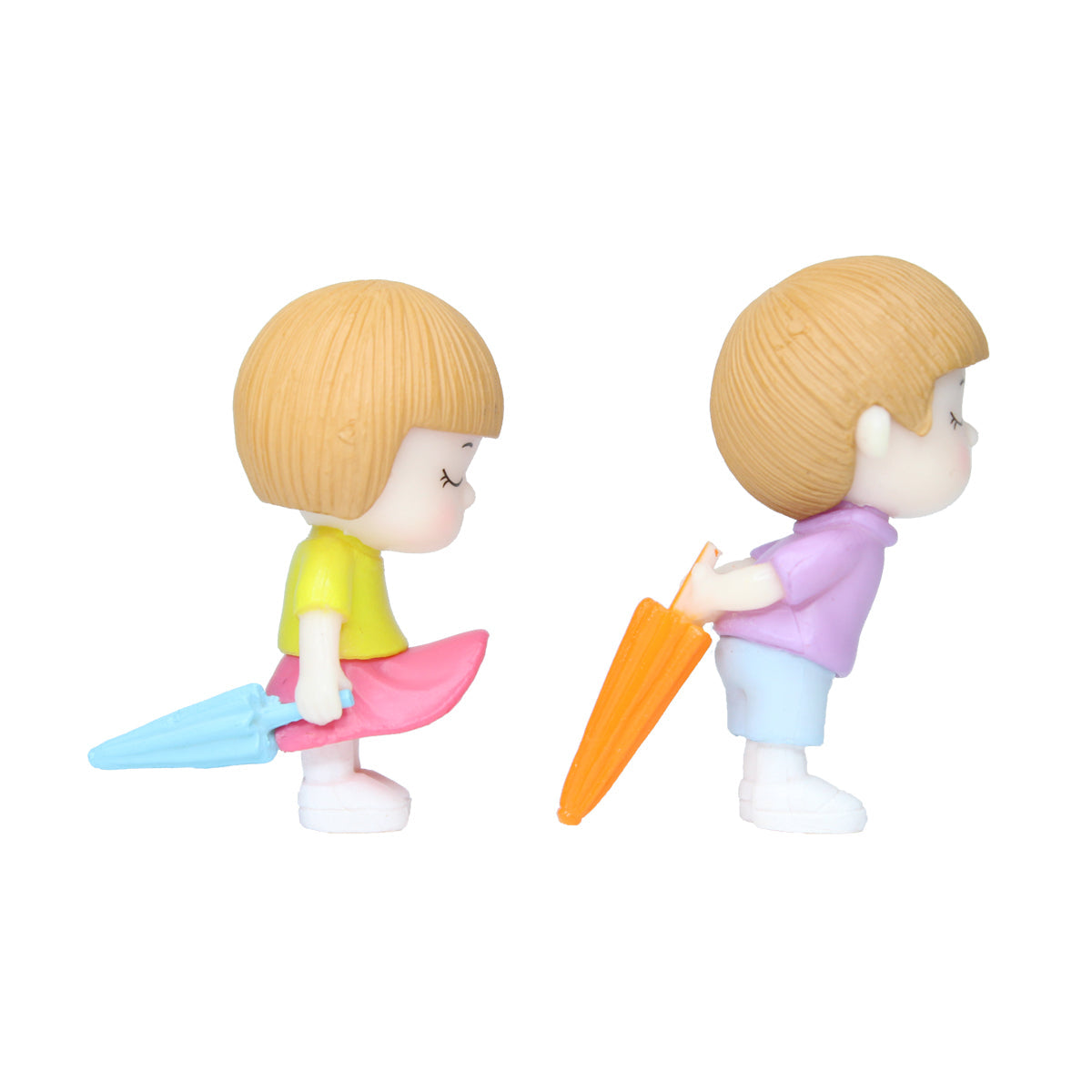 Miniature Toys : (Set of 2) Girl Boy with Umbrella