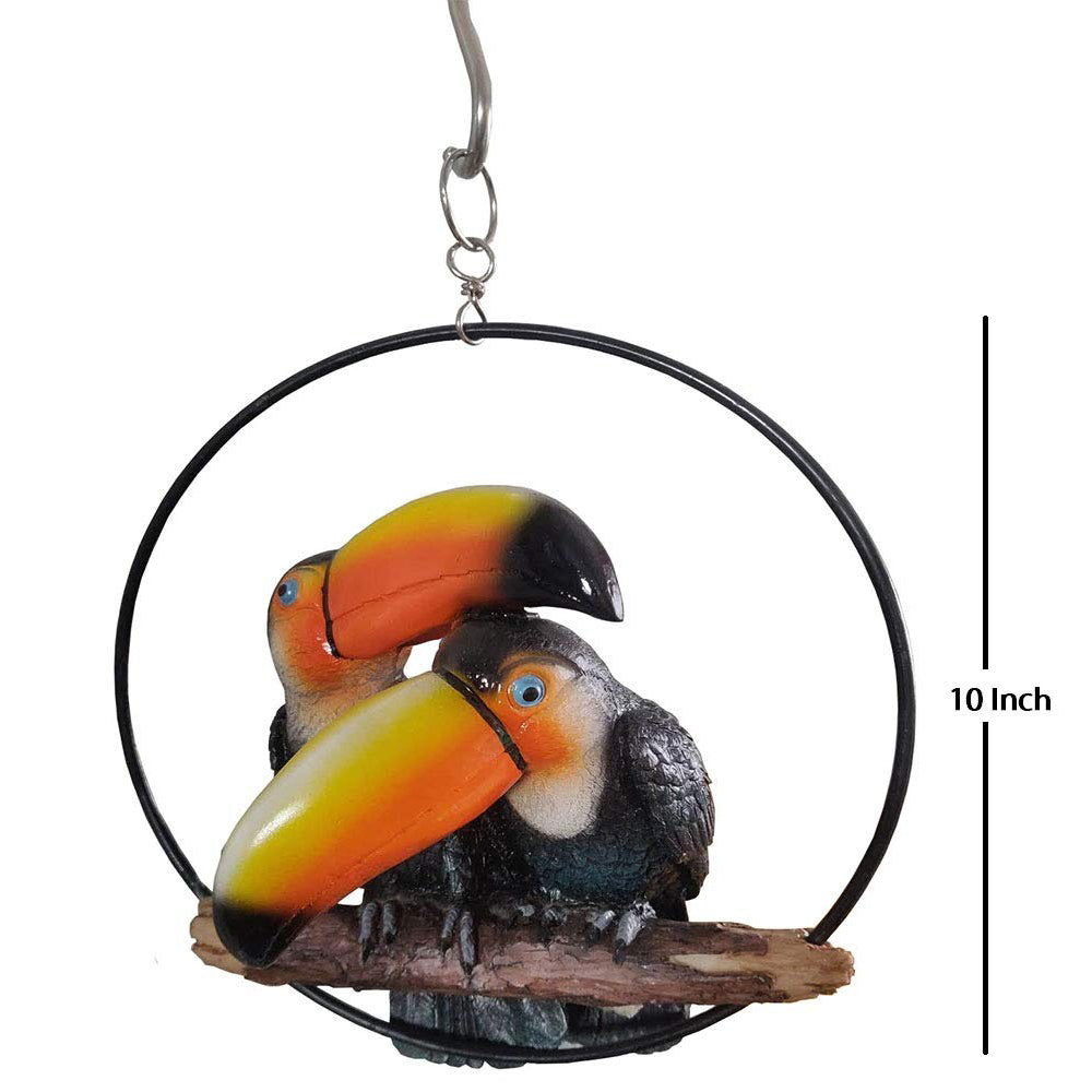 Toucans Statue in Ring for Home and Garden Decoration