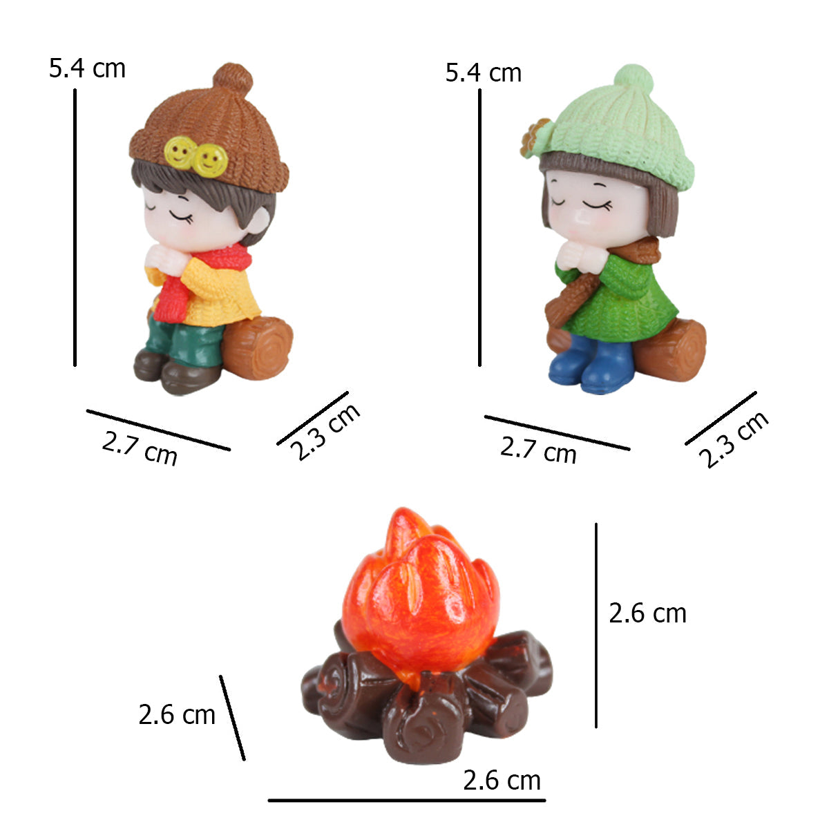 Miniature Toys : Kids with Bonfire Miniature Toy (Brown & Green)