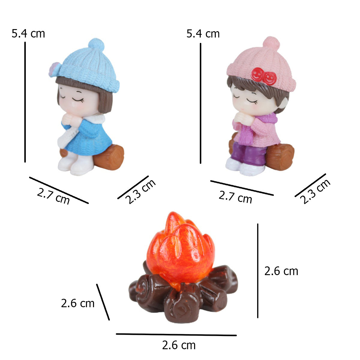 Miniature Toys : Kids with Bonfire Miniature Toys (Blue & Pink)