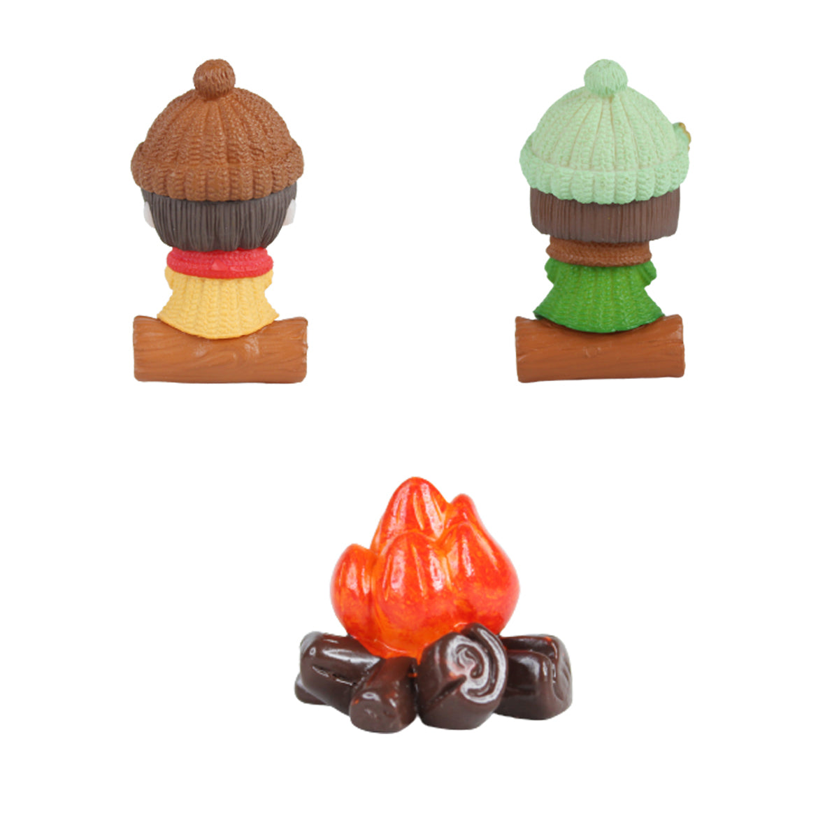 Miniature Toys : Kids with Bonfire Miniature Toy (Brown & Green)