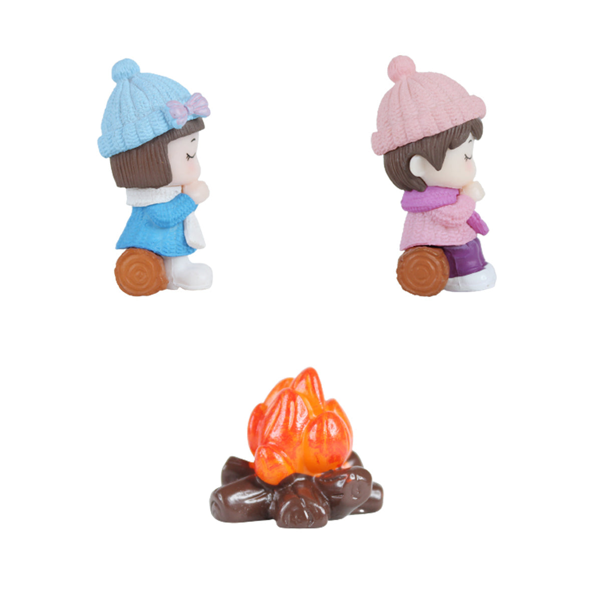 Miniature Toys : Kids with Bonfire Miniature Toys (Blue & Pink)