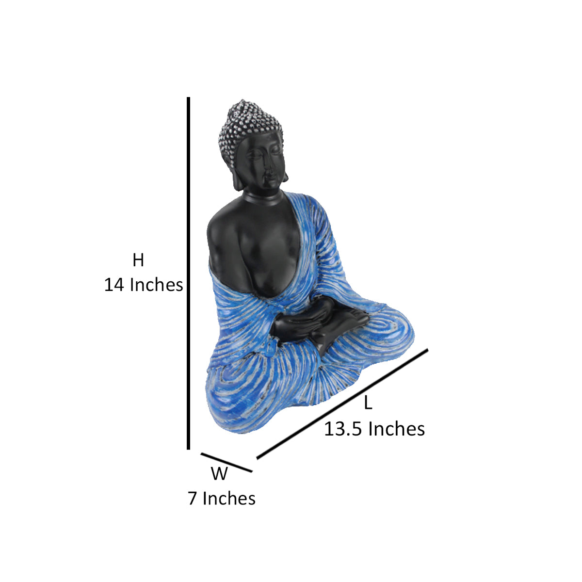 Wonderland Resin 14'' Dark Blue Buddha (Samadhi)