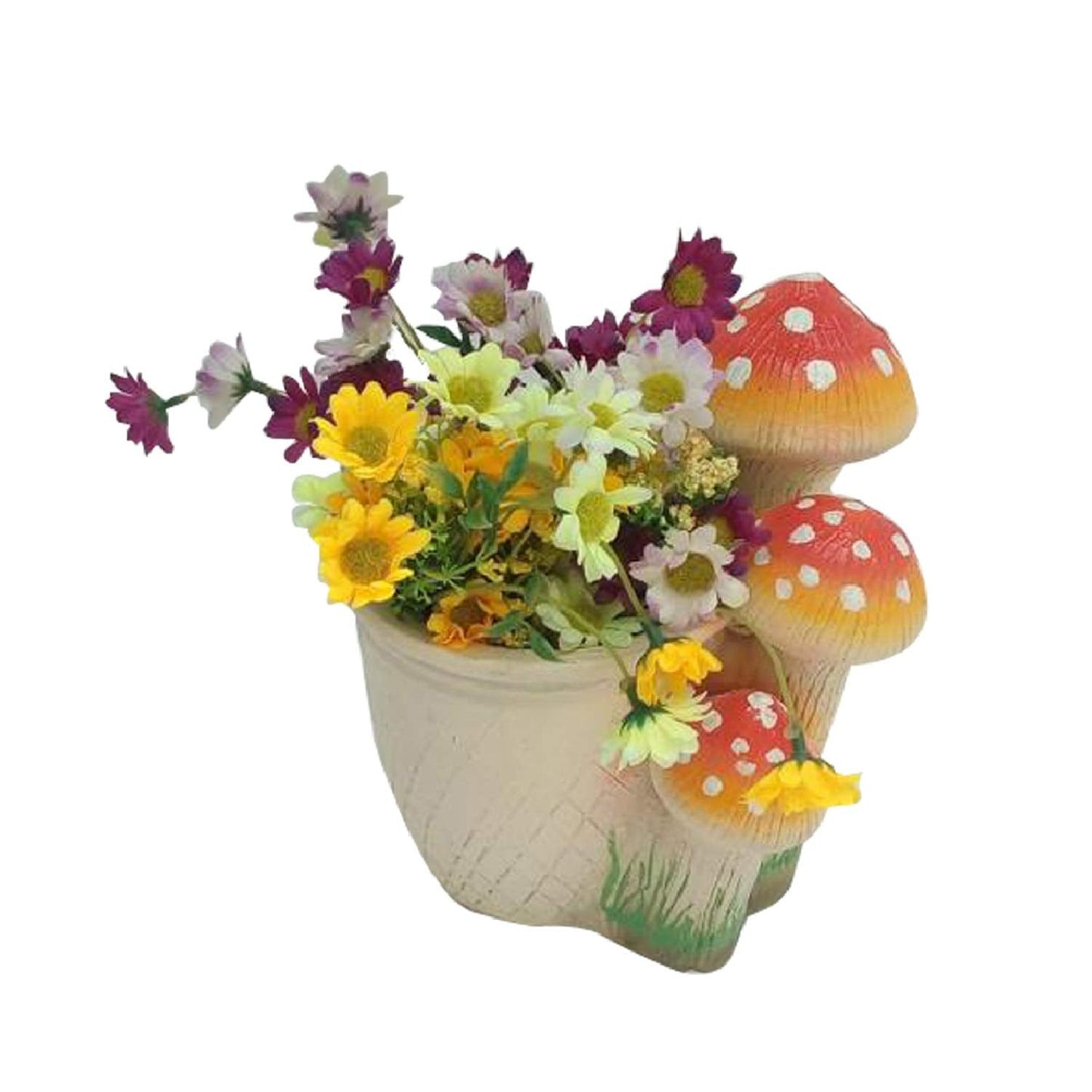 Wonderland Polyresin Mushroom Planter Pot, Red, 6.2x5.2x7.1 inch, 3 Pc