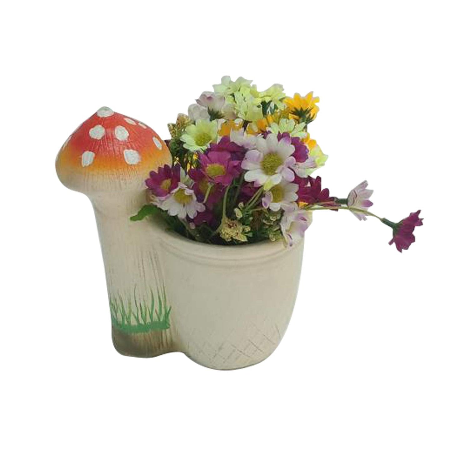 Wonderland Polyresin Mushroom Planter Pot, Red, 6.2x5.2x7.1 inch, 3 Pc