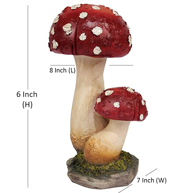 Wonderland Mushroom Decoration Statue | Material Resin | Height 6 Inches | Perfect for Garden decor, Balcony decoration, Home showpiece, Outdoor & Kids Room decor, garden statue