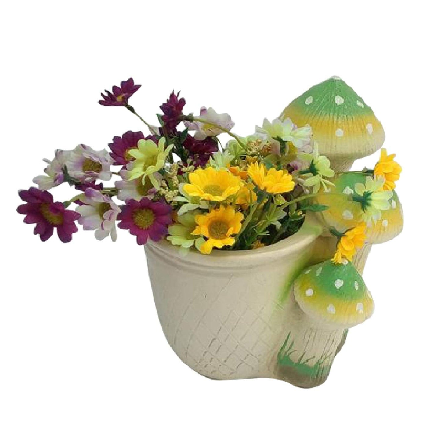 Wonderland Planter with 3 Green Mushroom Planter, Pot, Planters, for Home Decor, Garden Decor, Balcony Decoration, Outdoor, Kids Room, Gifting (Flowers NOT Included)