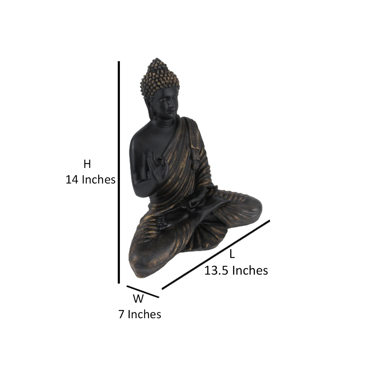 Wonderland Resin 14'' Black Buddha (Aashirwad)