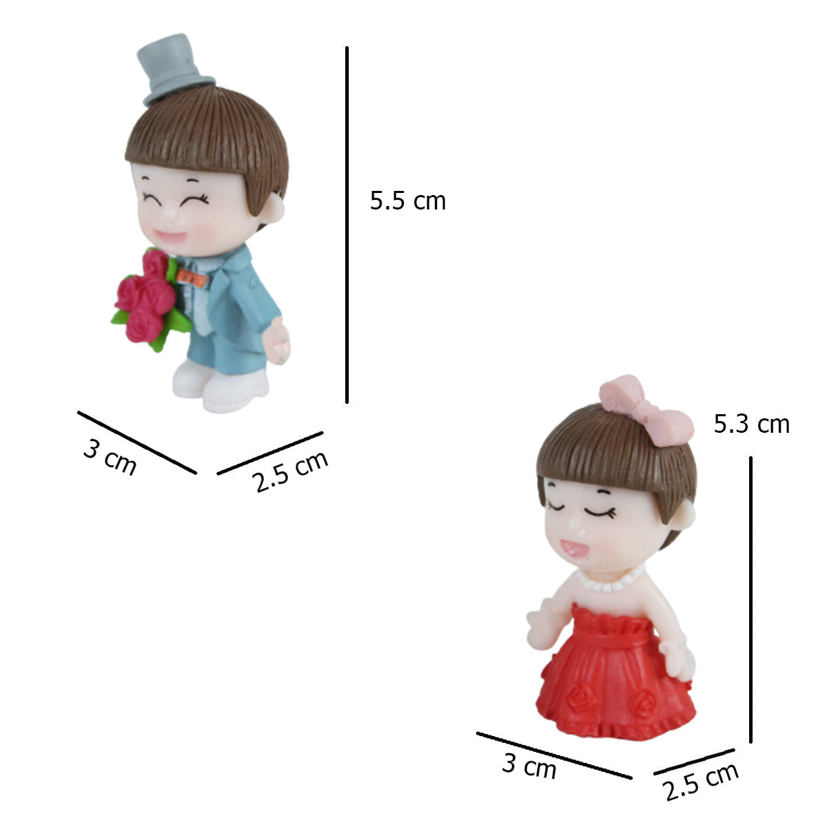 Wonderland ( Set of 2 ) Wedding Bride & Groom (Red & Blue)  Miniature toys