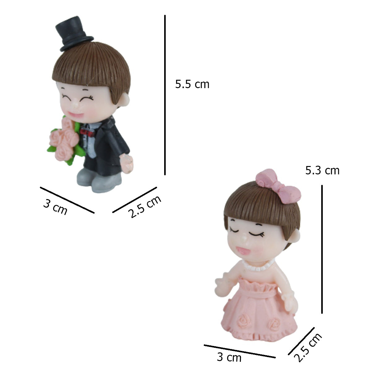 (set of 2) Wedding Bride & Groom (Pink & Black)  Miniature toys