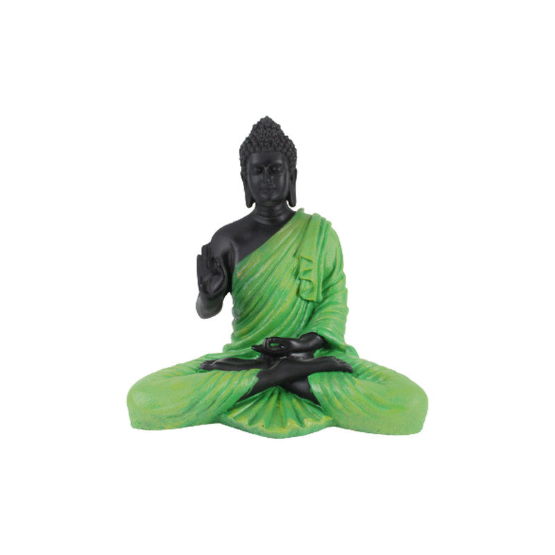 Wonderland Resin 14'' Green Buddha with Black Body (Aashirwad)