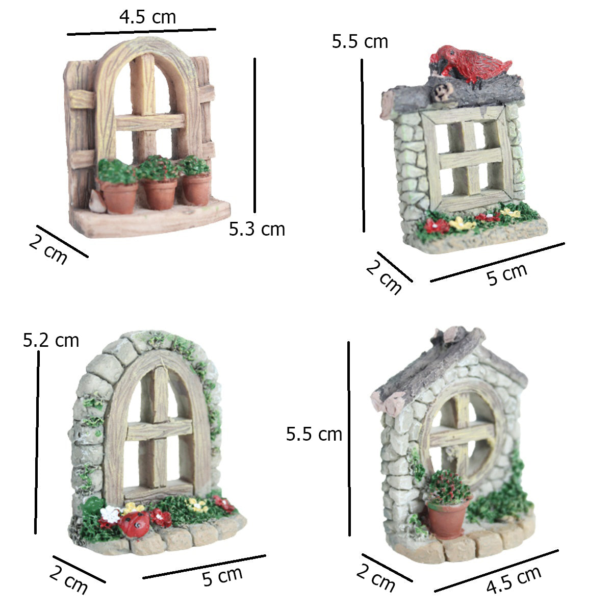 Miniature Toys : (Set of 4) Windows for Fairy Garden Accessories