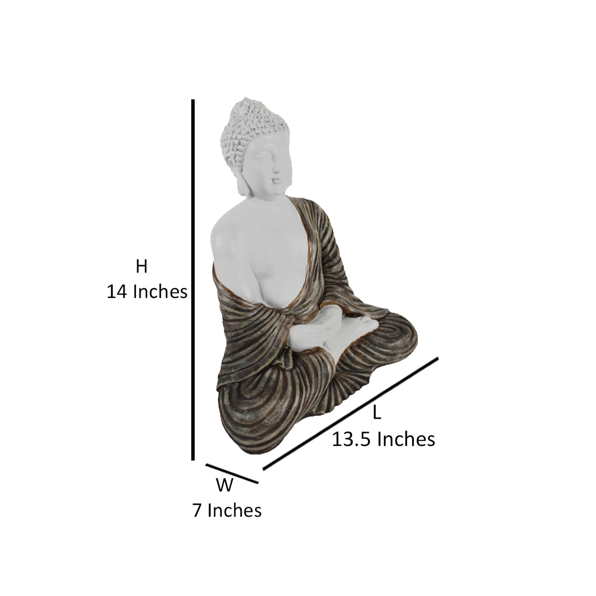 Wonderland Resin 14'' Light Metallic Buddha (Samadhi)