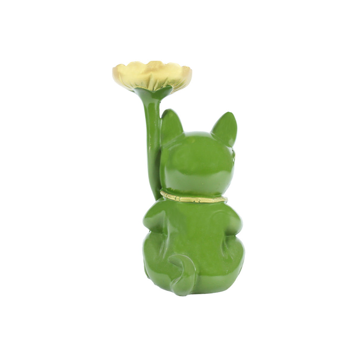 Green Dog with Flower Plate Statue