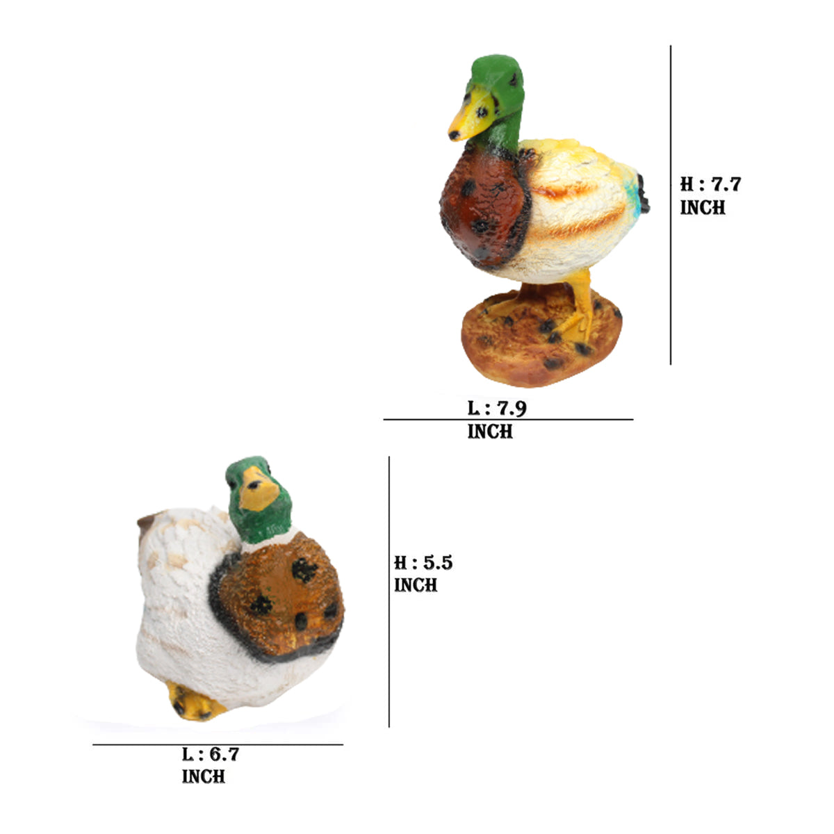 Our Green Window (Set of 2) Green Ducks Statue for Home and Garden Decoration
