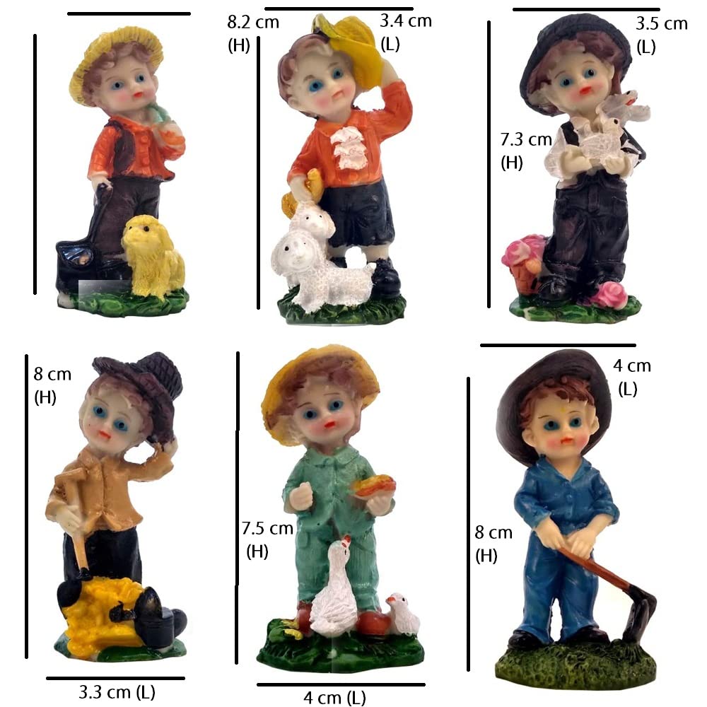 Miniature Toys : (Set of 6) Boys for Fairy Garden Accessories