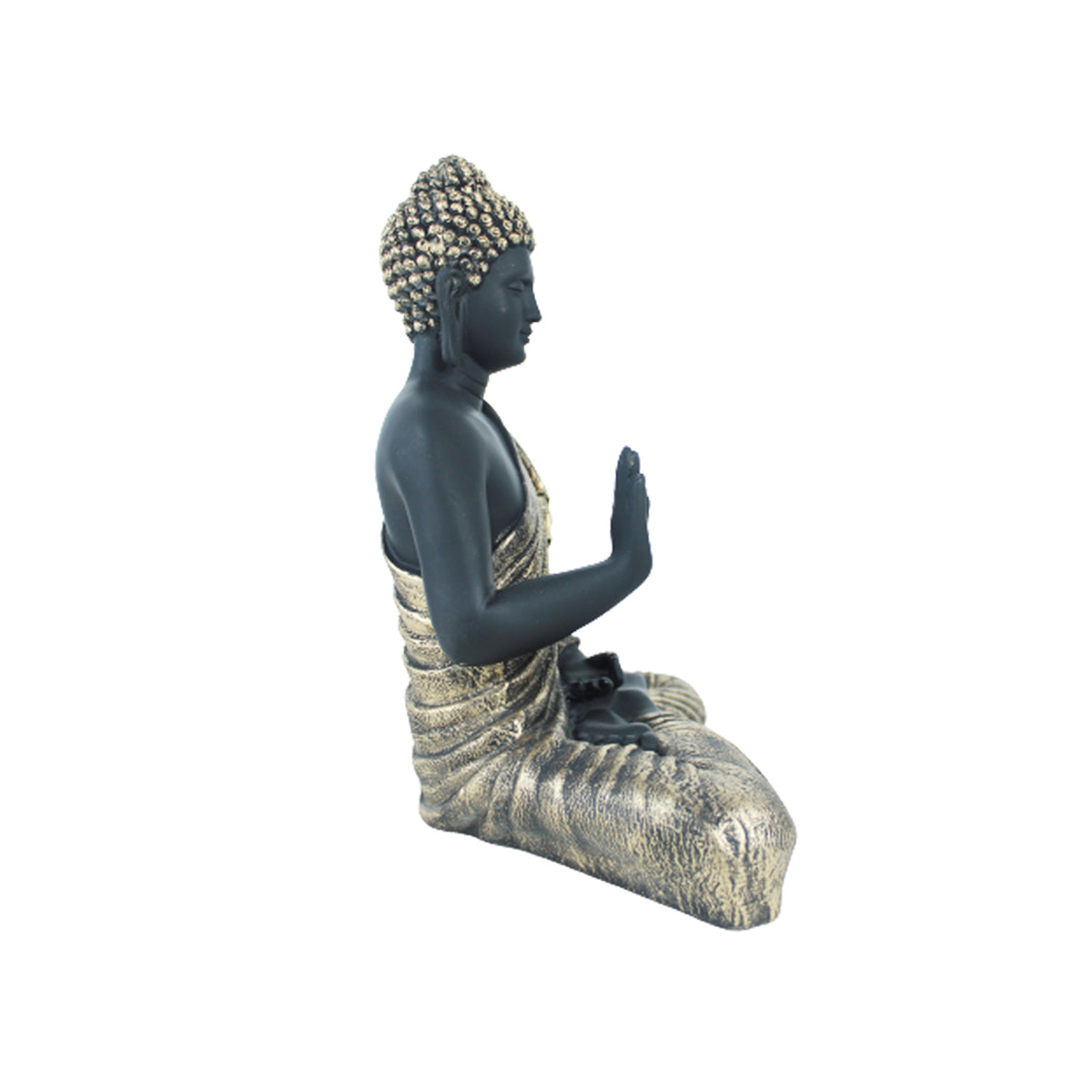 14 inches Buddha Statue for Home Decoration (Black & Golden)