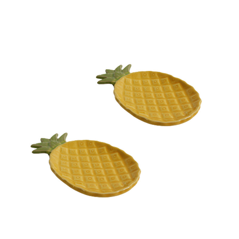 Wonderland Imported Pineapple Ceramic Tray (Set of 2)