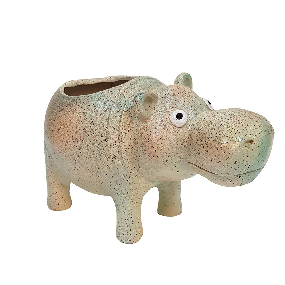 (Set of 2) Hippo Planter Set for Home and Garden Decor.