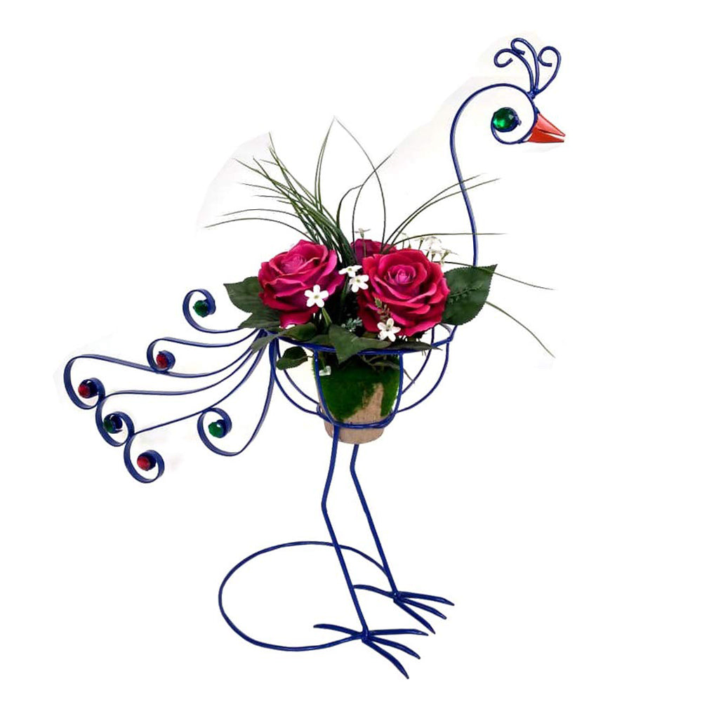 ( Set of 2) Metal Peacock Planter for Home, Garden and Balcony Decoration