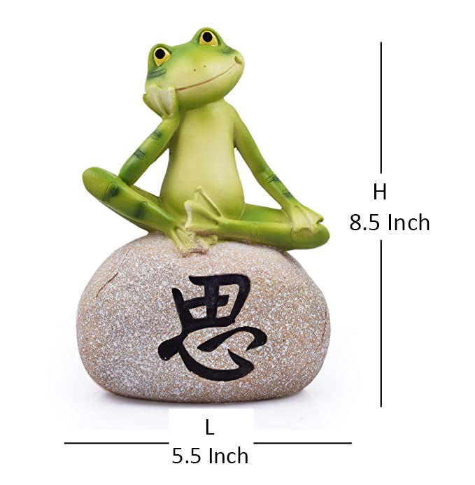 Frog Sitting on Stone for Home and Garden Decoration