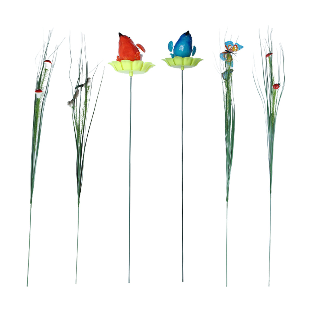 (Set of 6) Bird and Leaf Garden Stakes/Stick