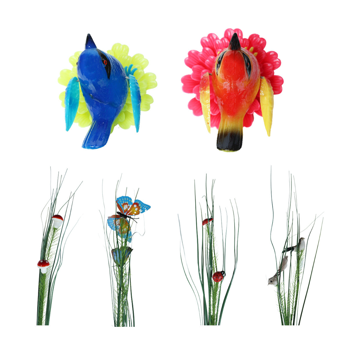 (Set of 6) Bird and Leaf Garden Stakes/Stick