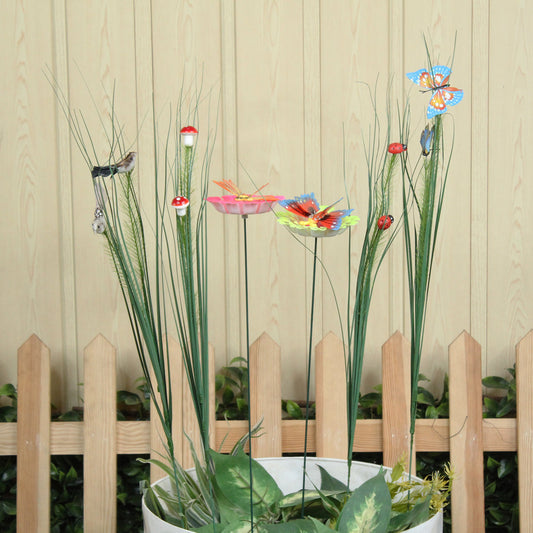 (Set of 6) Butterfly and Leaf Garden Stakes/Sticks