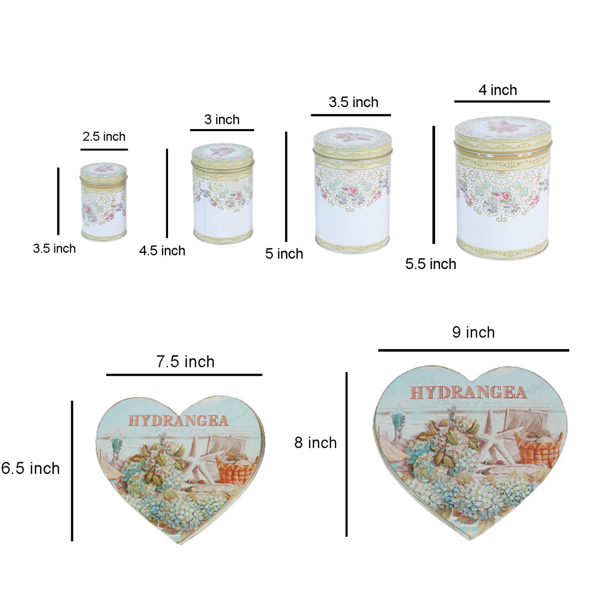 Vintage Style Heart Shape Box and Tin Containers