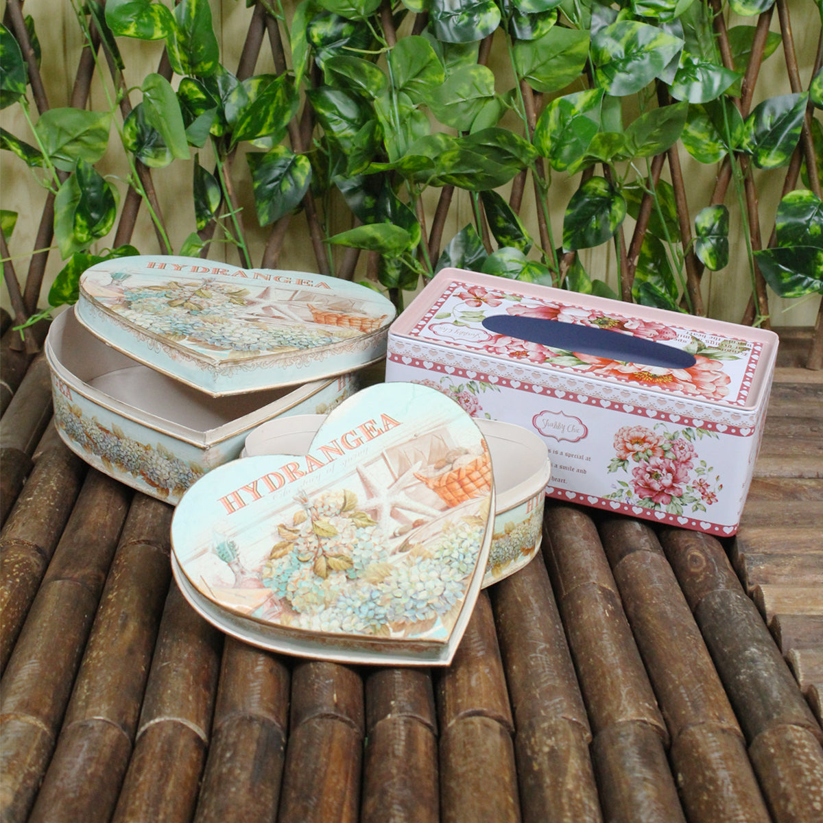 Vintage Tin Containers and Tissue Box