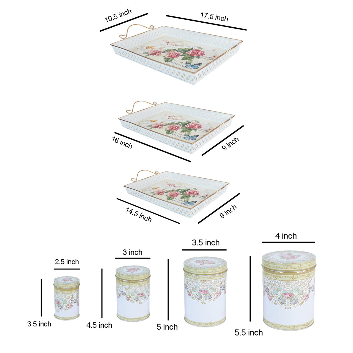 Vinatge Chic Style Trays and Small Containers