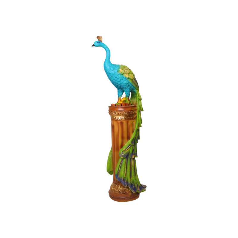 Wonderland resin peacock on pole| home décor and gift items