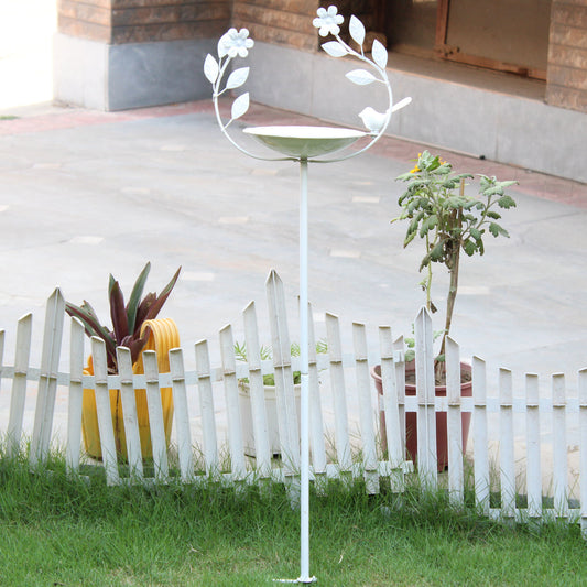 Wonderland Metal Birdfeeder and  Birdbath Stand White Color