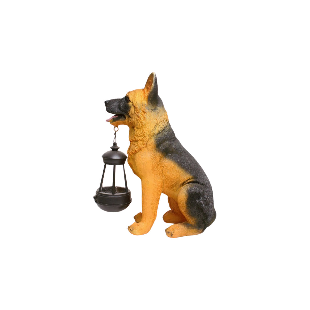 Wonderland German Shephard Statue with solar lantern| resin dog statue |  Decorative dog for garden