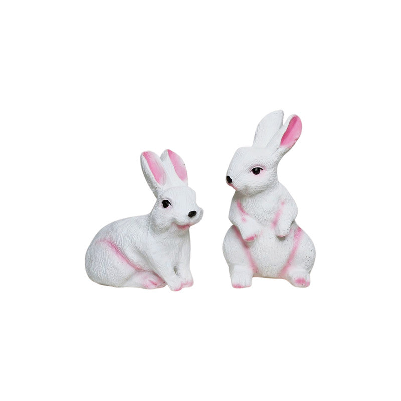 Wonderland ( Set of 2)  Resin Sitting and Standing Rabbits, Resin Statues for Garden Decor, Balcony Decoration, Home Decor, Home Decoration