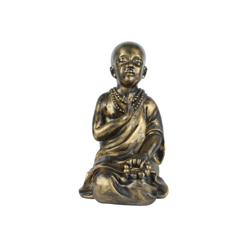 Mala monk garden statue in black