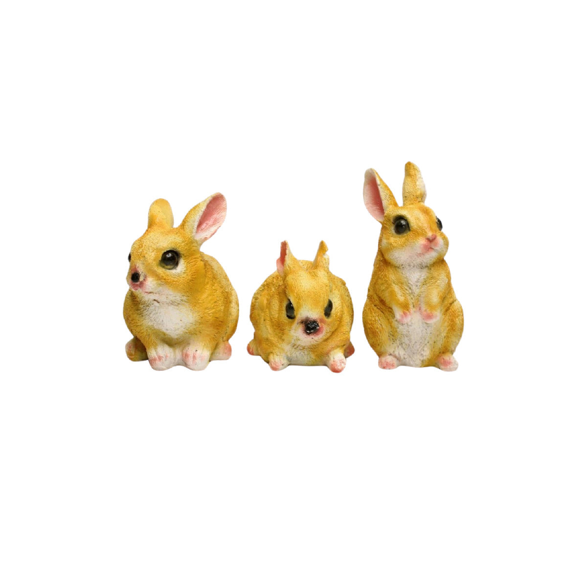 Wonderland  (set of 3 ) white 4 inch height color set of resin rabbit | cute balcony decoration